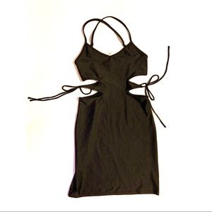 Black pleather cut out minidress